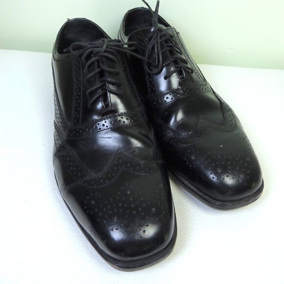Men's Sz 11 Nunn Bush Black Ashton Wing Tip Oxfords Madmen SUITS MobBoss CEO - Picture 1 of 12